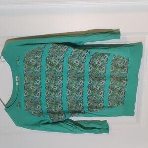 Moth 3/4 Sleeve Teal & Paisley Sweater